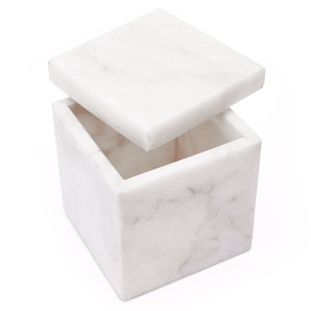 Renaissance Master Handcrafted Italian White Marble Jar with Lid