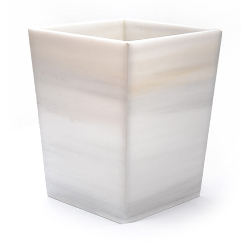 Renaissance Master Handcrafted Italian White Marble Plant pot/ wastebasket