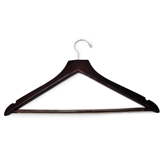 Dark brown  hanger with chrome hook non slip bar