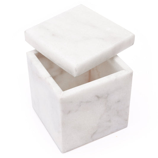 Renaissance Master Handcrafted Italian White Marble Jar with Lid