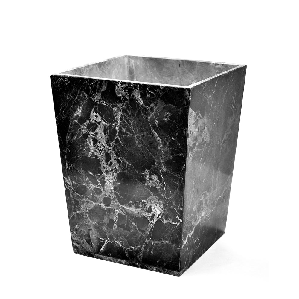 Marquina Handcrafted Black Marble Plant pot/ wastebasket