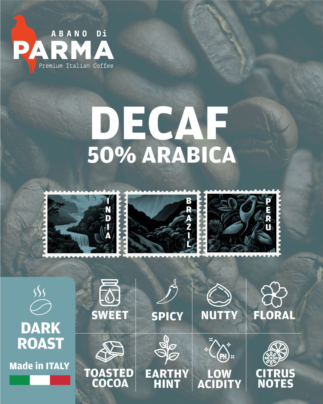Decaf Abano Di Parma 50% Arabica 1Kg Beans