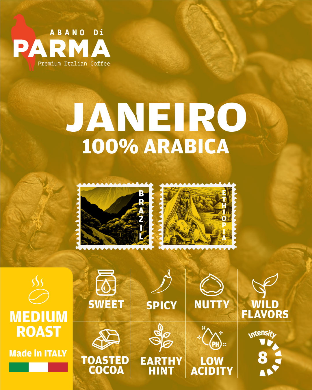 Janeiro Abano Di Parma 100% Arabica, 1Kg Beans