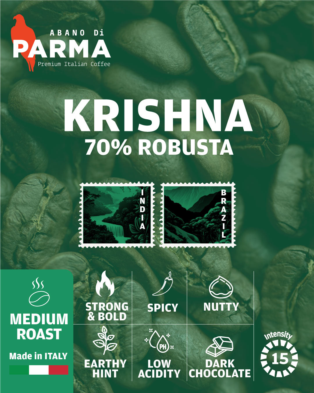 Krishna Abano di Parma 70% ROBUSTA 250g Ground Coffee
