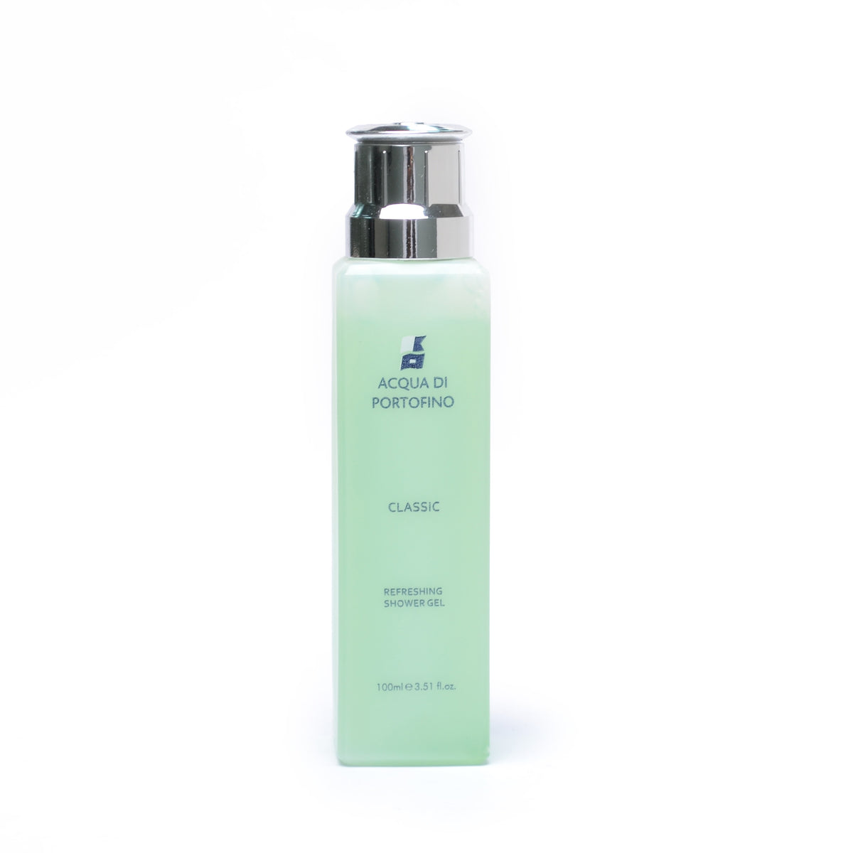 Acqua di Portofino Shower Gel 100ml bottle with a silver cap and pale green contents.