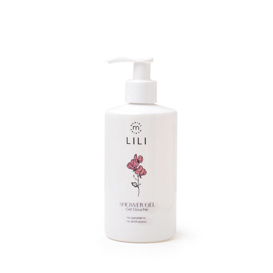 M LILI Aloe Vera Shower Gel with floral fragrance in a 300ml pump bottle.