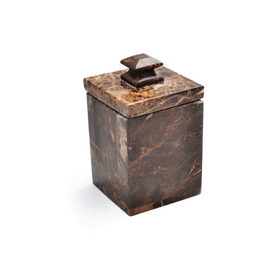 Yecla Handcrafted Spanish Brown Marble Jar with Lid
